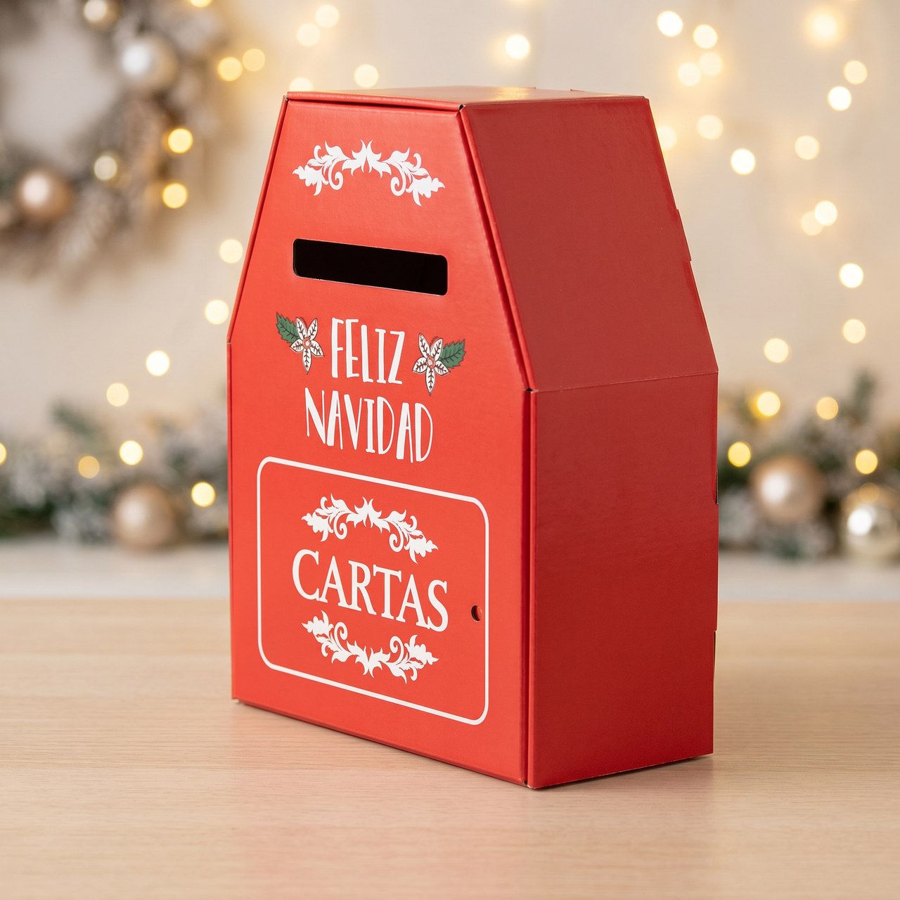 Buzón de cartón navideño personalizado