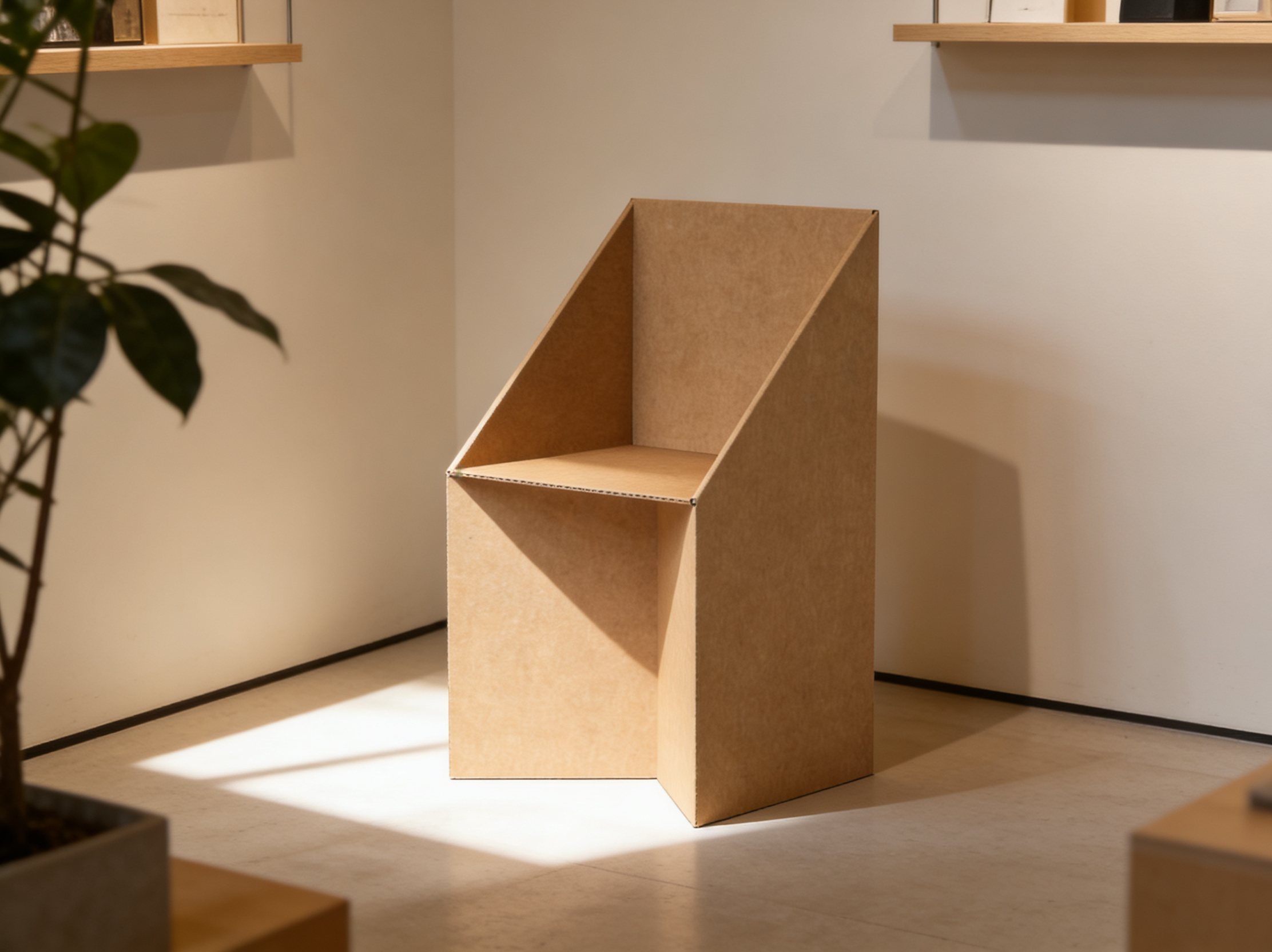 Mueble de cartón a medida en una tienda