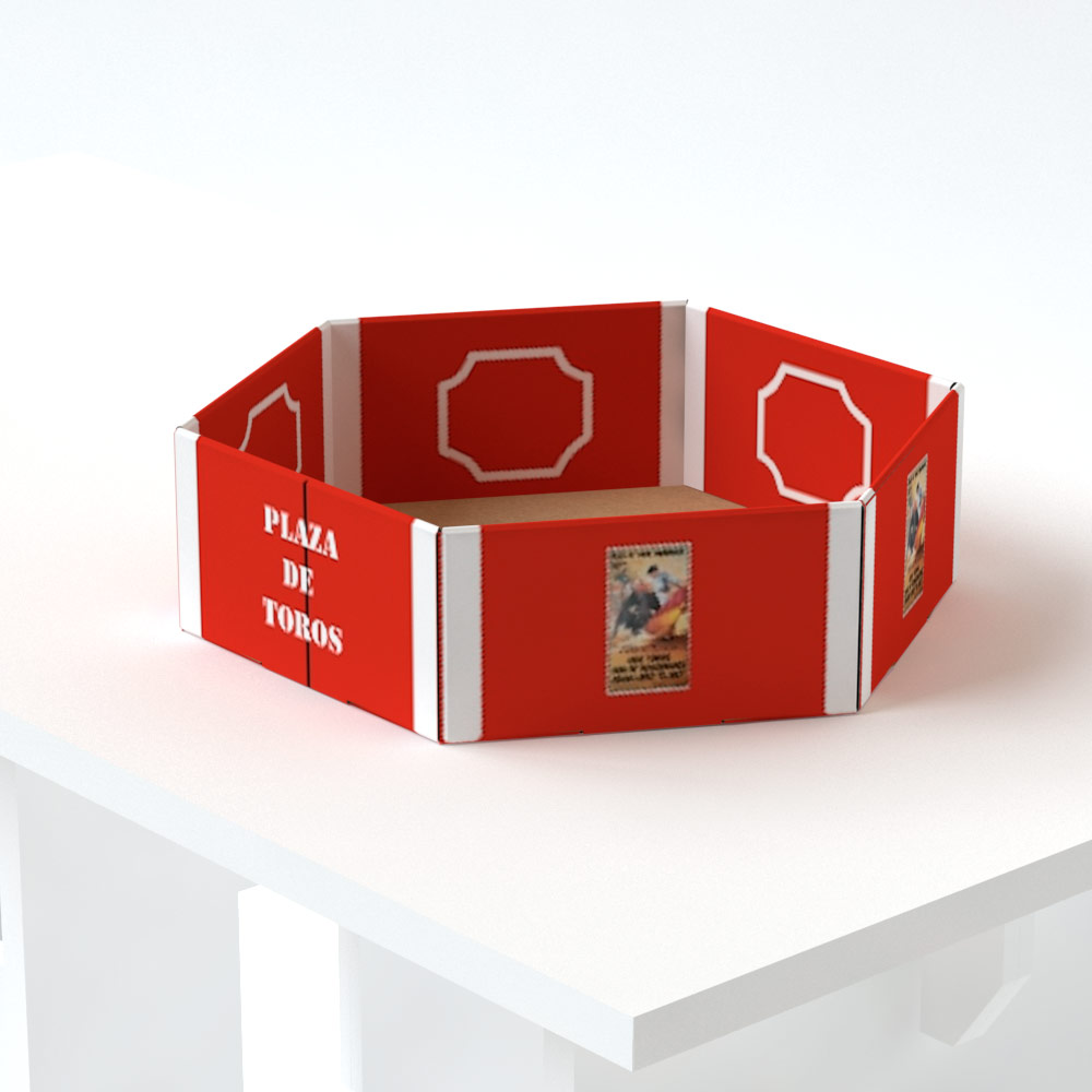 Caja de cartón personalizada con forma de plaza de toros