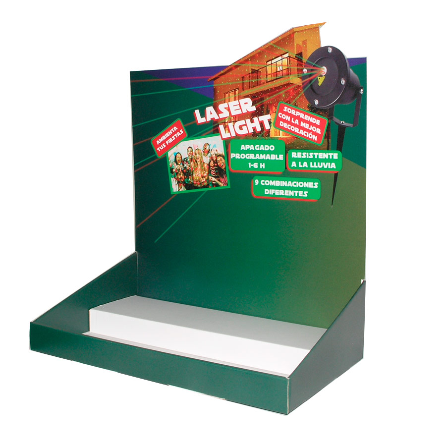 Expositor de sobremesa de cartón de dos pisos para luminarias (pack de 10)