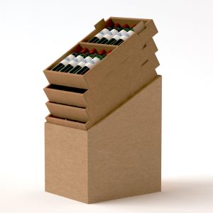 Palet de cartón Box para vino con bandejas apilables