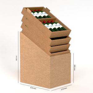 Palet de cartón Box para vino con bandejas apilables