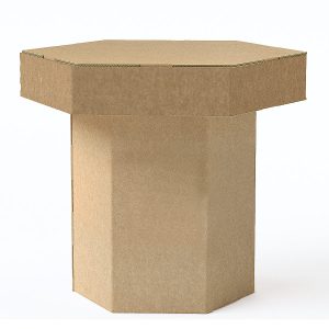 Mesa de cartón plegable hexagonal