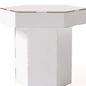 Mesa de cartón plegable hexagonal