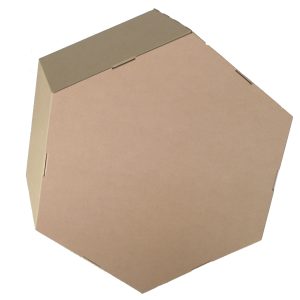 Mostrador de cartón con forma hexagonal gigante
