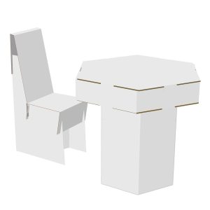 Mesa de cartón hexagonal ambientes