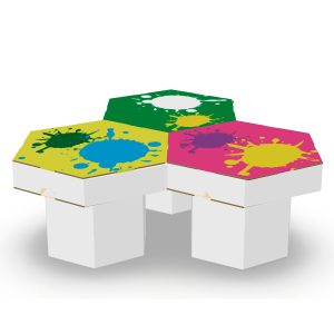 Mesa de cartón hexagonal infantil