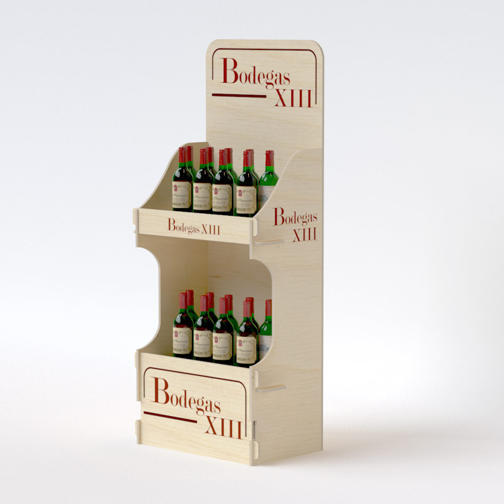 Expositor de suelo de madera para botellas (Pack de 2)