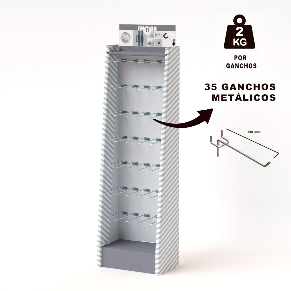 Expositor de ganchos metálicos resistente (35 ganchos)