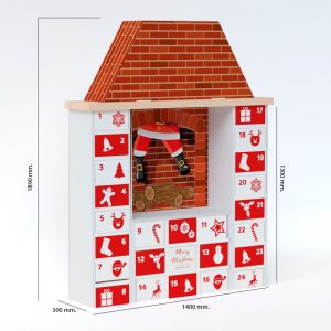 Chimenea de cartón para decoración con calendario de adviento