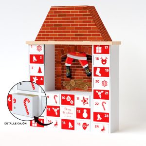 Chimenea de cartón para decoración con calendario de adviento