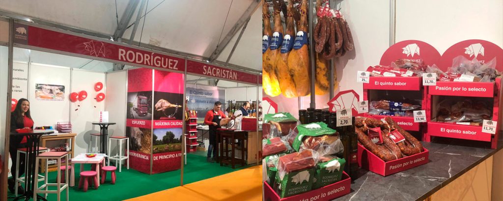 Expositores de cartón o estanterias para ferias de alimentación