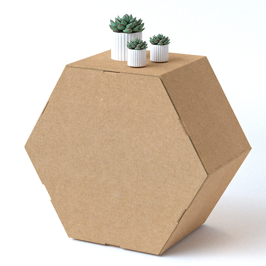 Tarima de cartón hexagonal para exposiciones