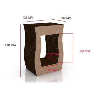 Mueble de cartón con forma en negro