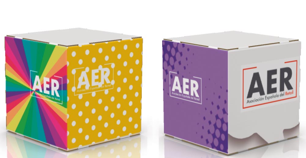 Render de cubo de cartón 45x45 AER