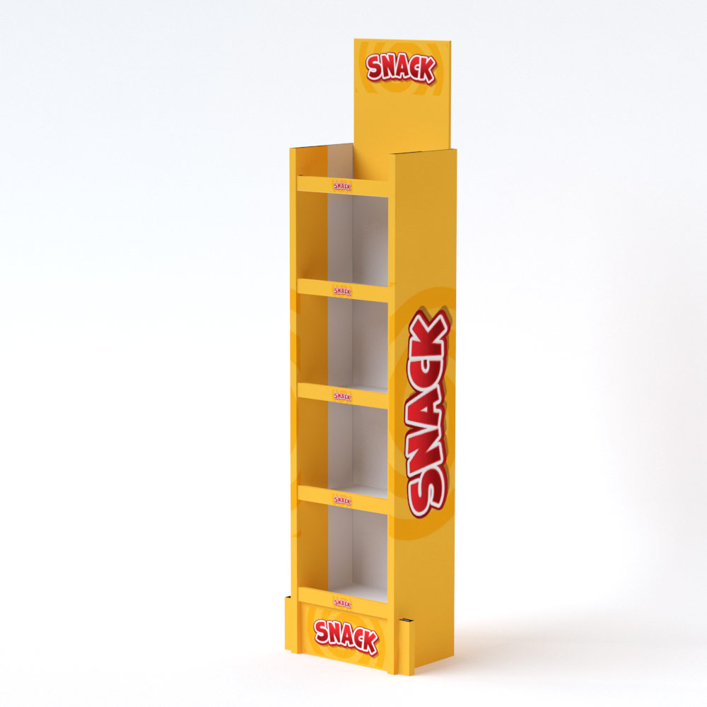 Expositor de cartón para SNACK pack de 10