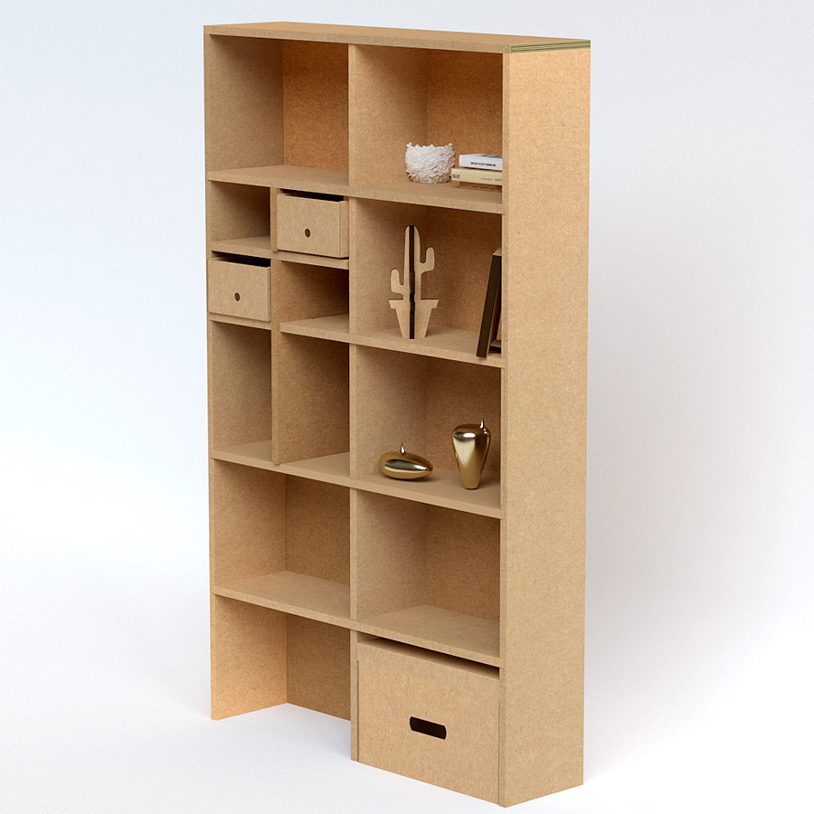 Librería de cartón, modular