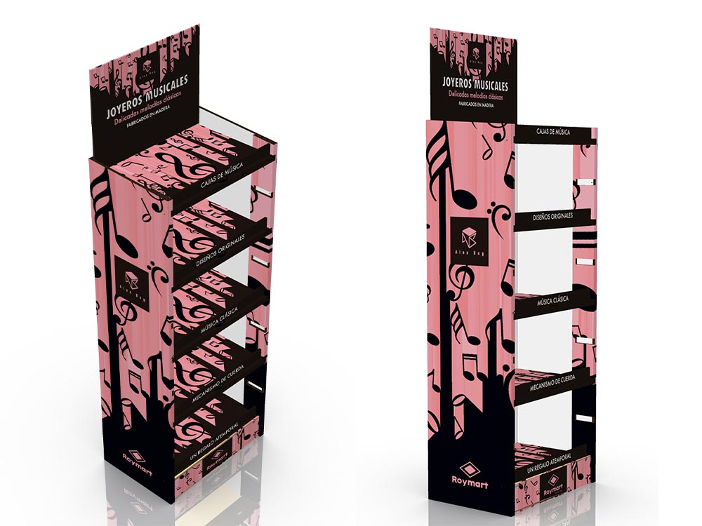 Expositor de cartón para cajas de música
