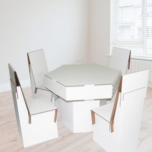 Mesa de cartón hexagonal infantil